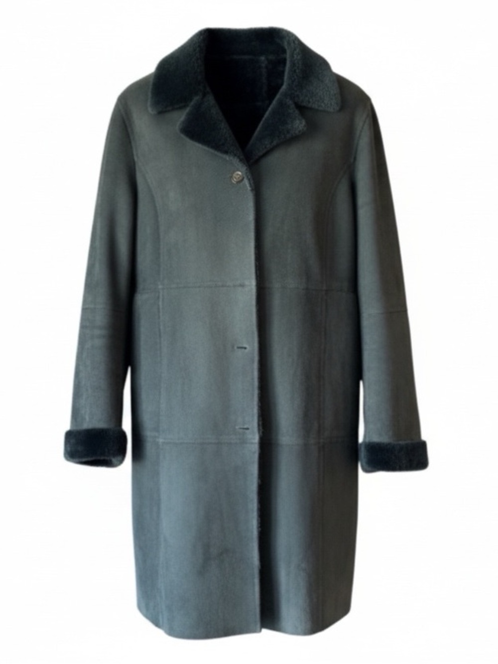Don Caster Forest Green Faux Suede and Sherpa Coat, 16
